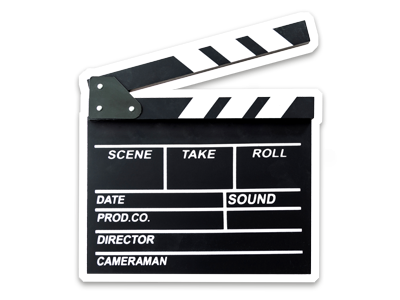 A black and white clapper board like those used on film sets