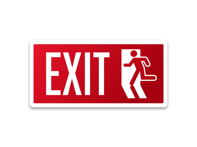 A red exit sign