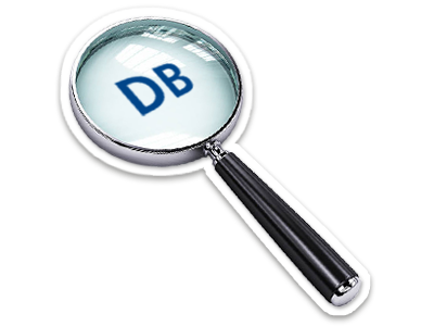 A magnifying glass with DB shown underneath
