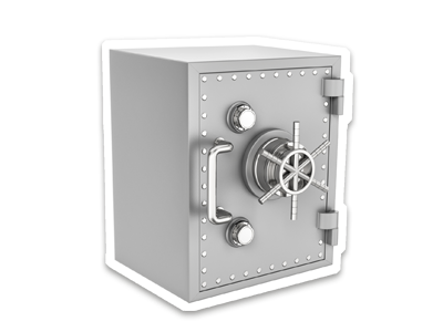 A closed steel safe