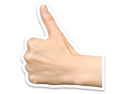 A hand giving the thumbs up sign